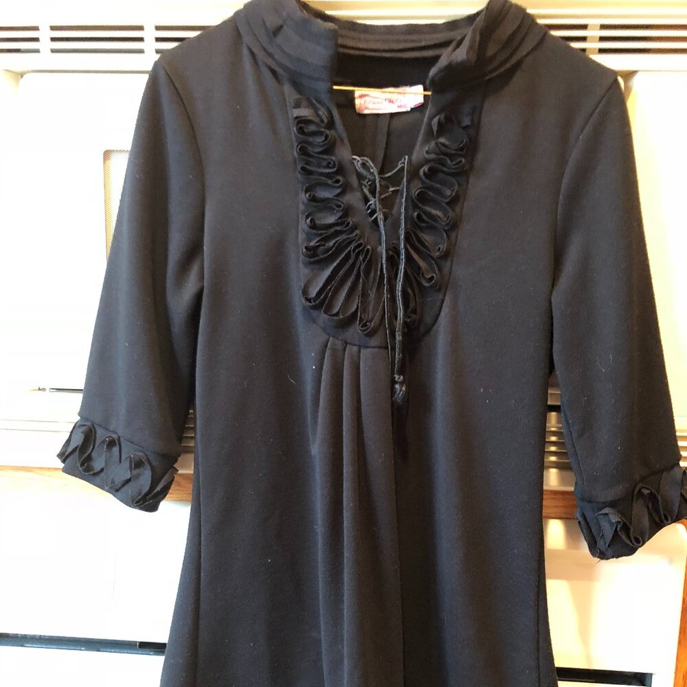 Pura Vida Black Flared Dress 3/4 Length Sleeve Size 6